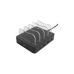 Deltaco USB Charging Station for 4 Devices, 3x USB-A, 1x USB-C PD, Fast Charging, Total 40 W, Black