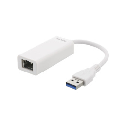 Deltaco USB 3.0 Network Adapter, Gigabit, 1xRJ45, 1xUSB3.0 Type A Male - White
