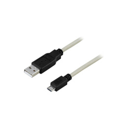 USB 2.0 Kabel, 0,5m, Typ A ha - Typ Micro B ha, 5-pin - Grå/Svart