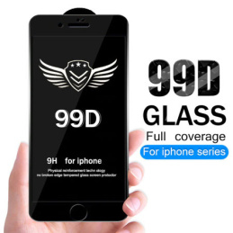 Skärmskydd - iPhone 6 Plus - 6S Plus Härdat Glas 99D Heltäckande Över Kanterna - Svart