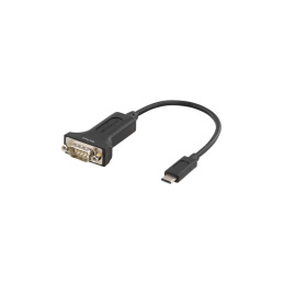 Deltaco USB-C to Serial Adapter, RS-232, 1xDE9 ha, 1xUSB-C ha, 0.2m, Black