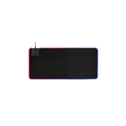 Deltaco Gaming Extra Bred RGB-Musmatta med Trådlös Laddning, Neoprene 10W Snabbladdning, 900x400, Svart/RGB