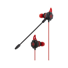 Deltaco Gaming In-ear Headset, Detachable Microphone, Dual Microphones, Silicone Wings, Red