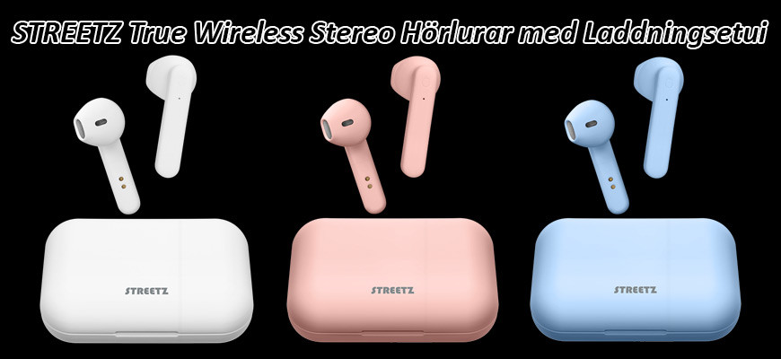 STREETZ True Wireless Stereo Hörlurar med Laddningsetui